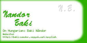 nandor baki business card