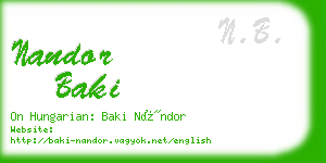 nandor baki business card